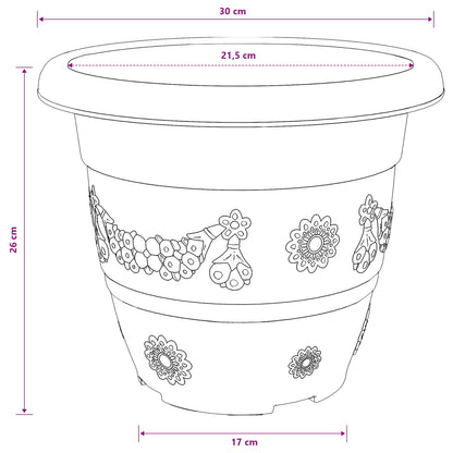 Vaso Rotondo per Fiori 24 pcs Rosso Mattone Ø 30 x 25 cm | homemem39