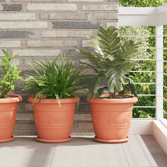 Vaso Rotondo per Fiori 24 pcs Rosso Mattone Ø 34 x 28 cm