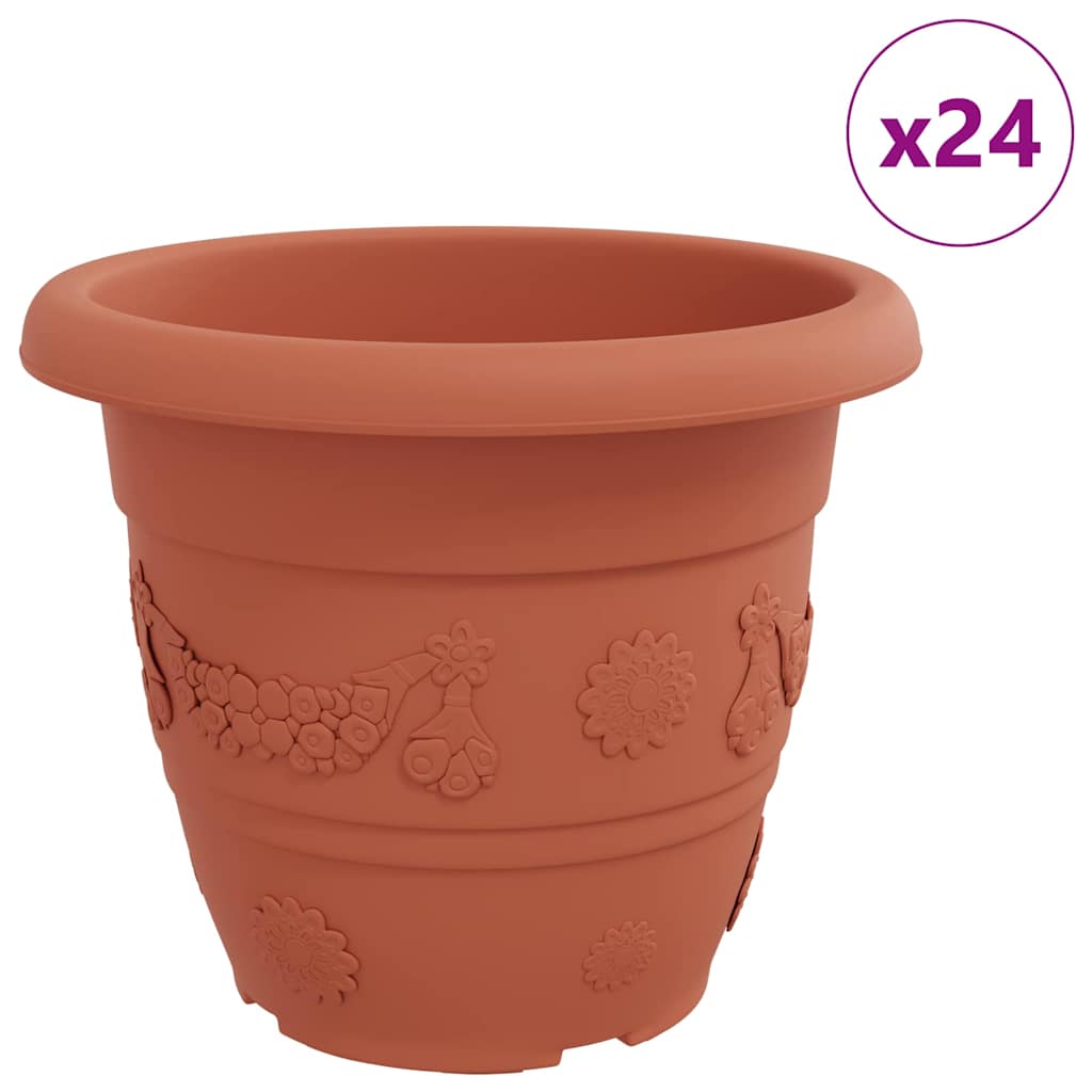 Vaso Rotondo per Fiori 24 pcs Rosso Mattone Ø 34 x 28 cm | homemem39