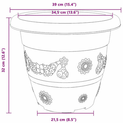 Vaso Rotondo per Fiori 24 pcs Rosso Mattone Ø 39 x 32 cm | homemem39