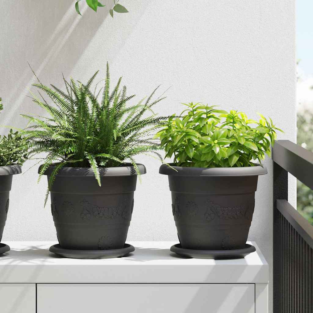Vaso Rotondo per Fiori 24 pcs Nero Ø 22 x 18 cm Plastica