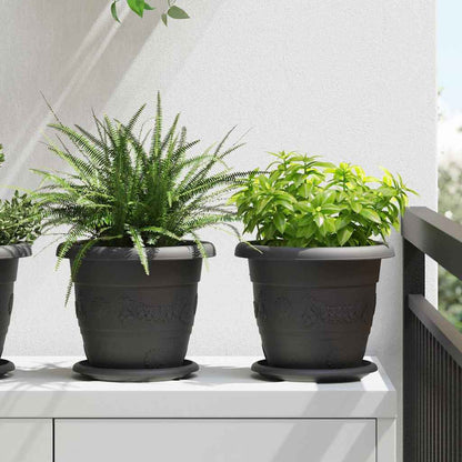 Vaso Rotondo per Fiori 24 pcs Nero Ø 22 x 18 cm Plastica