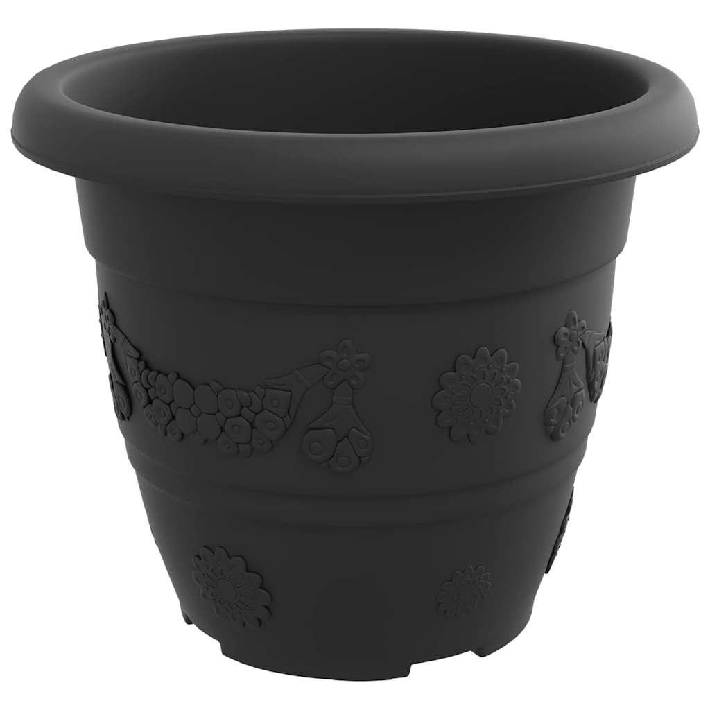 Vaso Rotondo per Fiori 24 pcs Nero Ø 22 x 18 cm Plastica