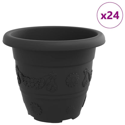 Vaso Rotondo per Fiori 24 pcs Nero Ø 26 x 21.5 cm Plastica | homemem39