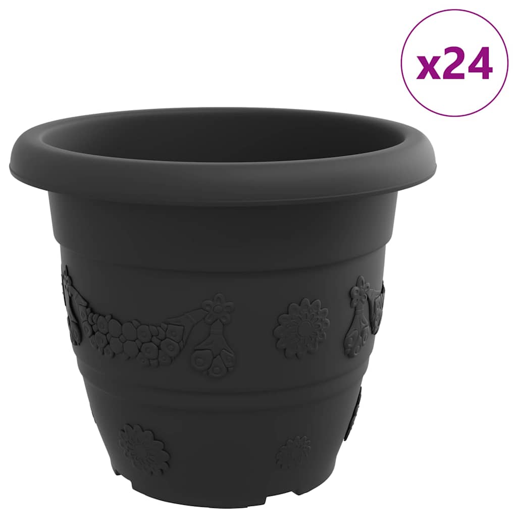 Vaso Rotondo per Fiori 24 pcs Nero Ø 34 x 28 cm Plastica | homemem39