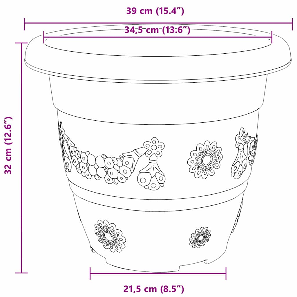 Vaso Rotondo per Fiori 24 pcs Nero Ø 39 x 32 cm Plastica | homemem39