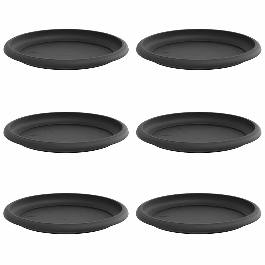 Vassoio Rotondo per Fiori 6 pcs Nero Ø 14 x 2 cm Plastica