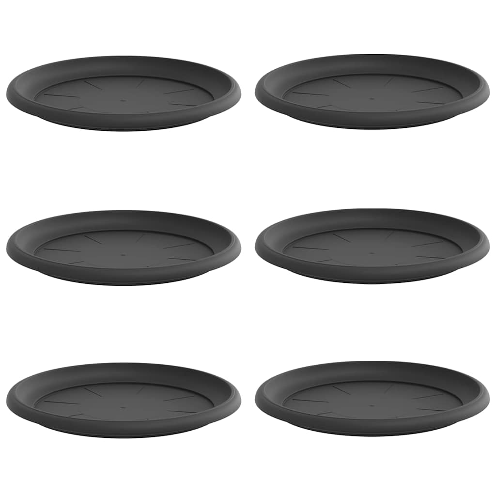Vassoio Rotondo per Fiori 6 pcs Nero Ø 14 x 2 cm Plastica