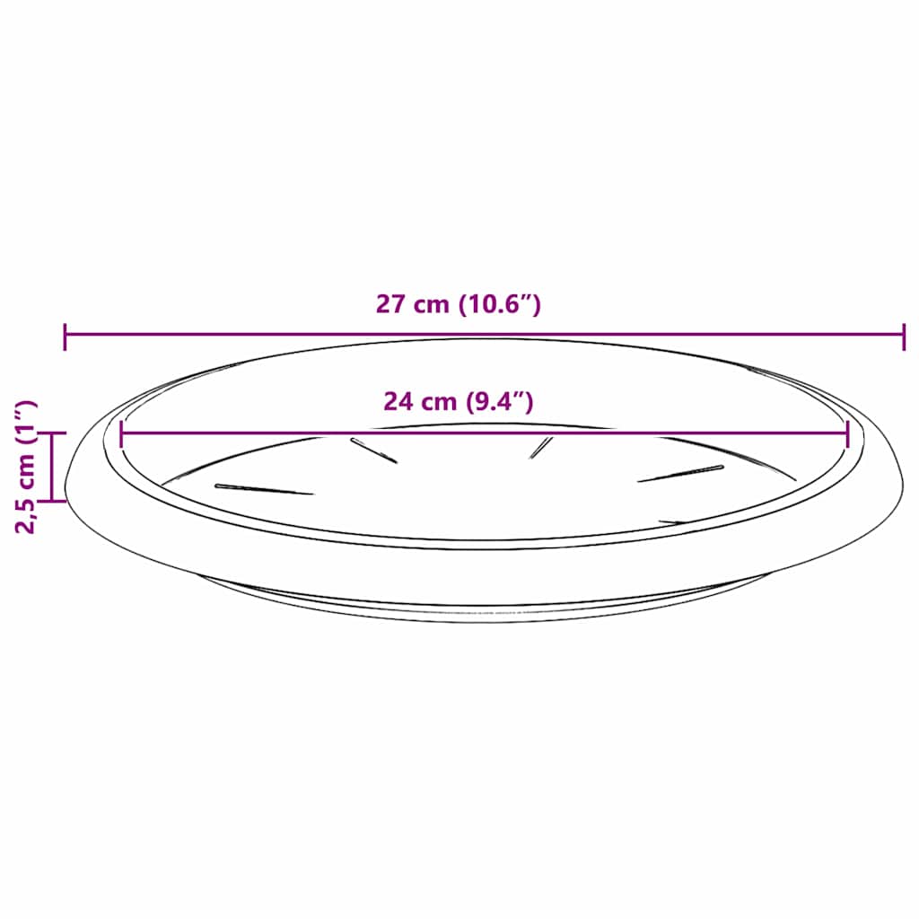 Vassoio Rotondo per Fiori 6 pcs Nero Ø 14 x 2 cm Plastica