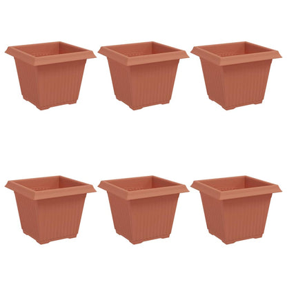 Vaso quadrato per fiori 6 pcs Rosso Mattone 20 x 20 x 16 cm