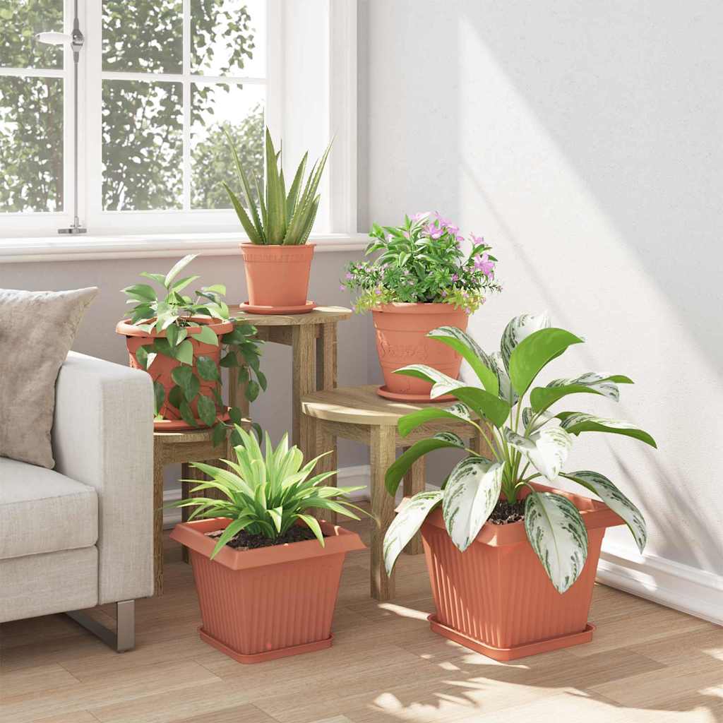 Vaso quadrato per fiori 6 pcs Rosso Mattone 43 x 43 x 33.5 cm