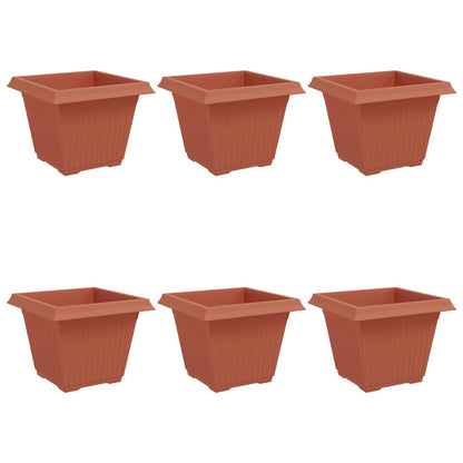 Vaso quadrato per fiori 6 pcs Rosso Mattone 43 x 43 x 33,5 cm | homemem39