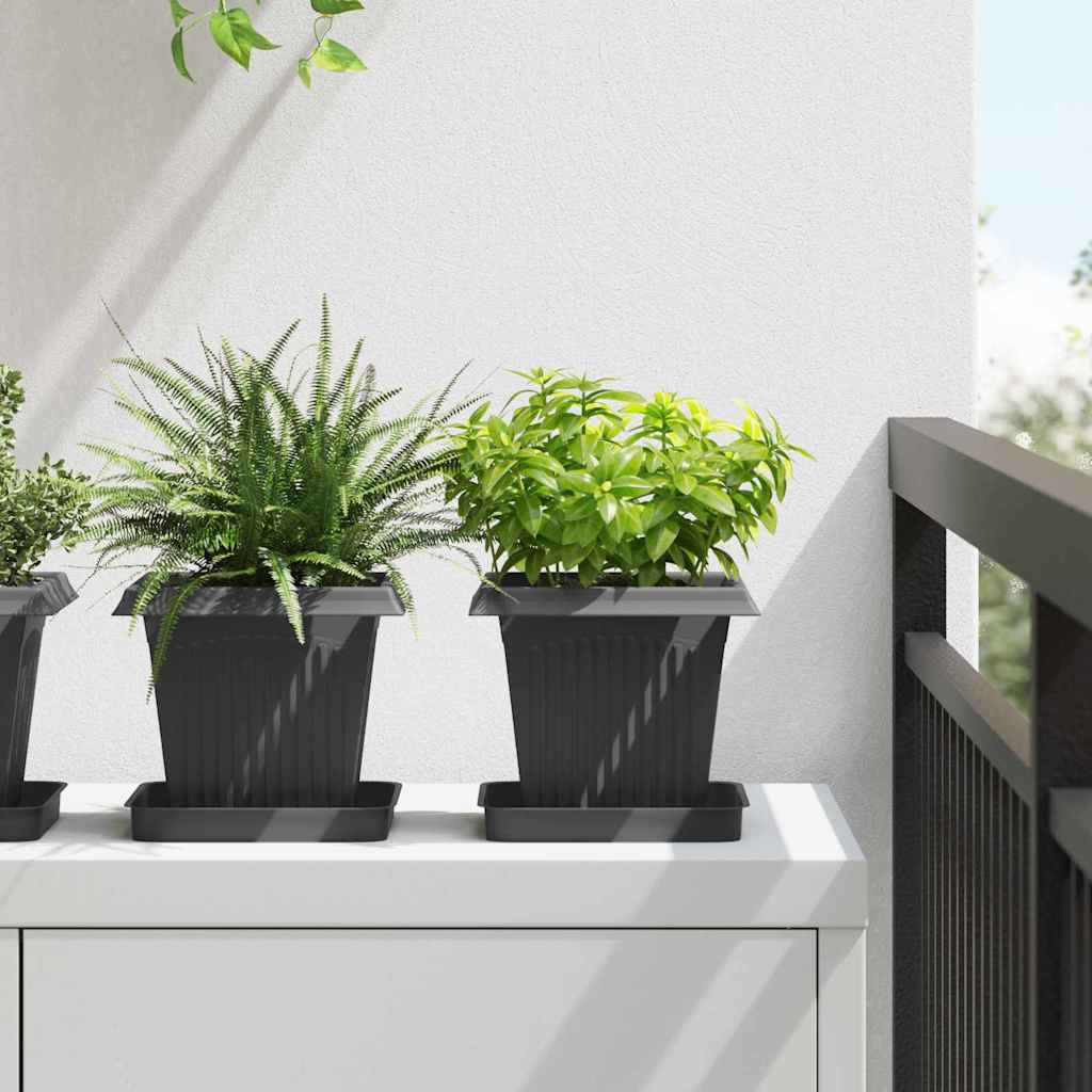 Vaso quadrato per fiori 6 pcs Nero 43 x 43 x 33.5 cm Plastica