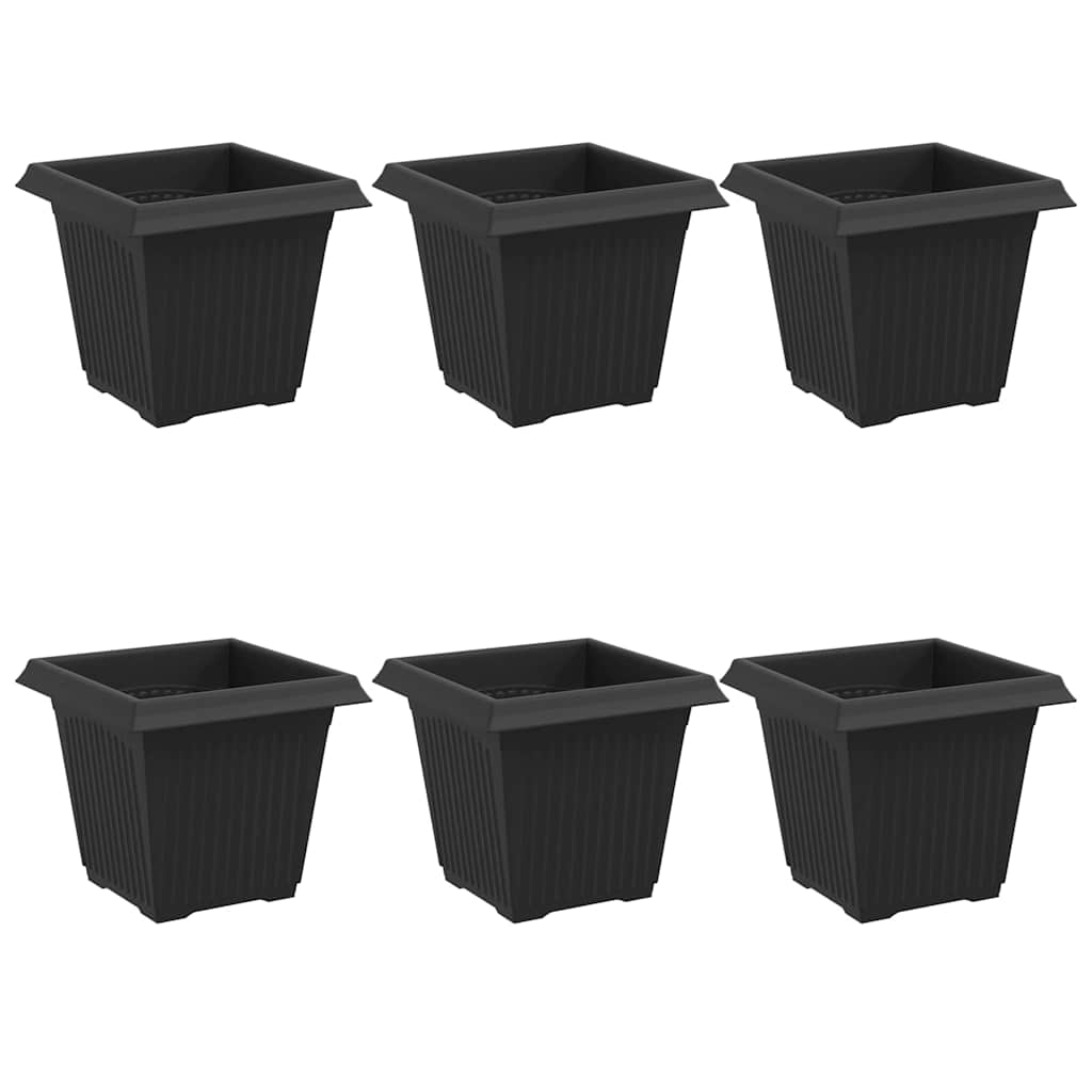 Vaso quadrato per fiori 6 pcs Nero 43 x 43 x 33.5 cm Plastica