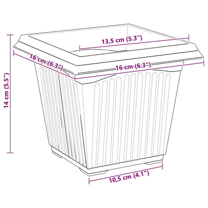 Vaso quadrato per fiori 6 pcs Nero 43 x 43 x 33.5 cm Plastica