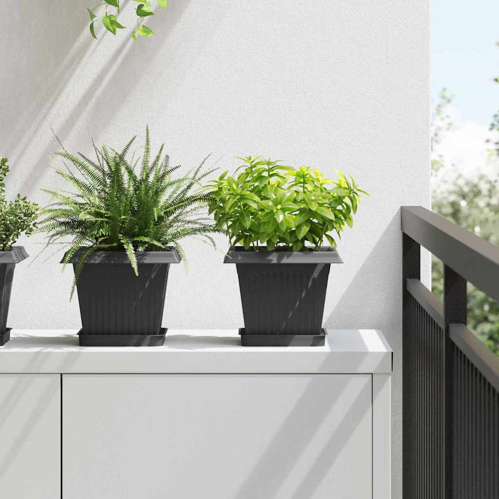 Vaso quadrato per fiori 6 pcs Nero 20 x 20 x 16 cm Plastica | homemem39