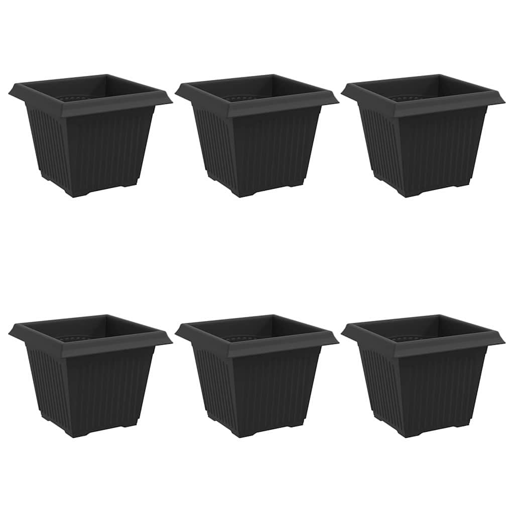 Vaso quadrato per fiori 6 pcs Nero 20 x 20 x 16 cm Plastica | homemem39
