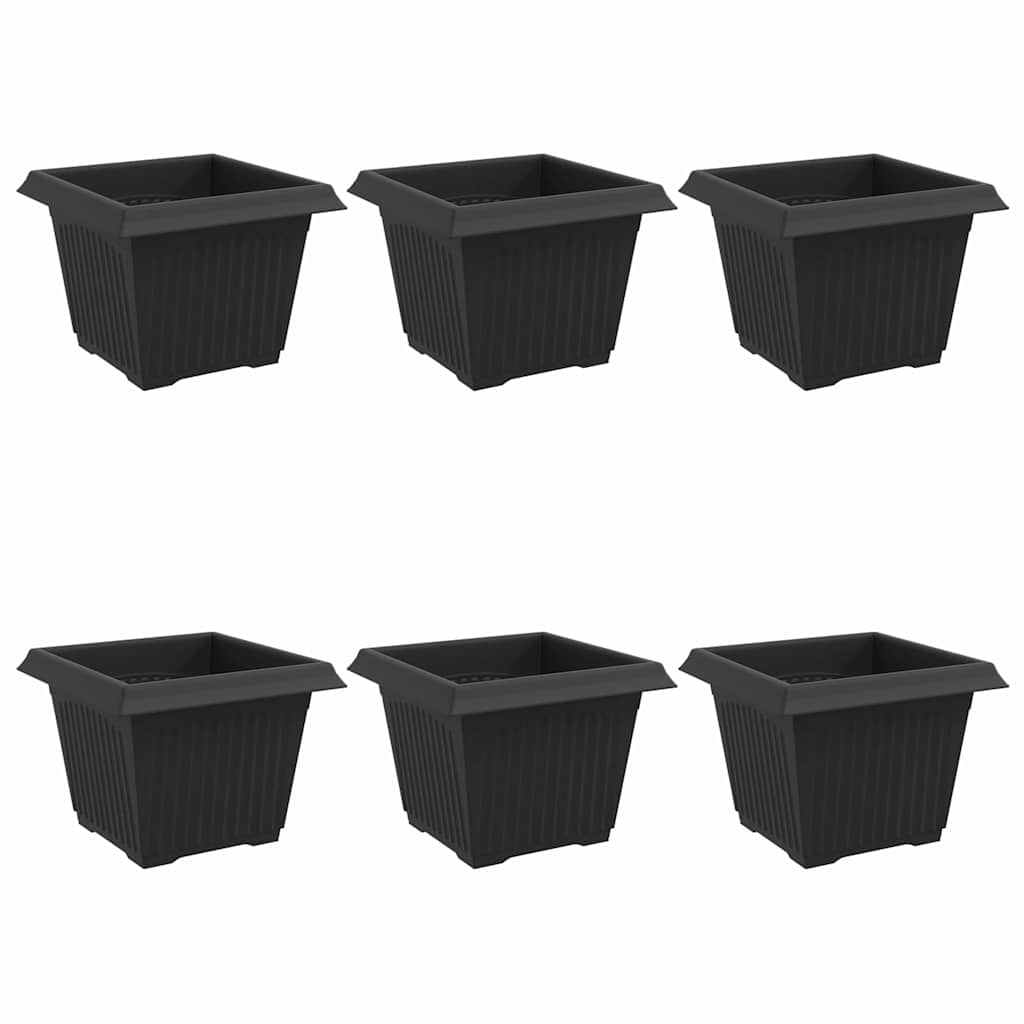 Vaso quadrato per fiori 6 pcs Nero 23 x 23 x 17,5 cm Plastica | homemem39