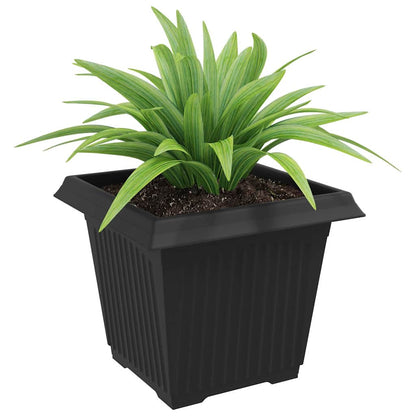 Vaso quadrato per fiori 6 pcs Nero 33 x 33 x 26 cm Plastica | homemem39