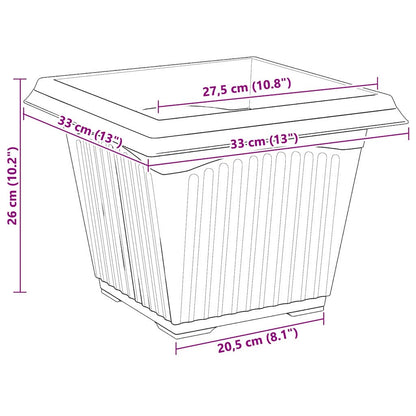 Vaso quadrato per fiori 6 pcs Nero 33 x 33 x 26 cm Plastica | homemem39