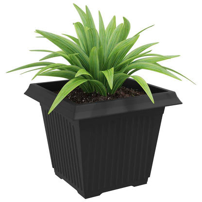 Vaso quadrato per fiori 6 pcs Nero 43 x 43 x 33,5 cm Plastica | homemem39