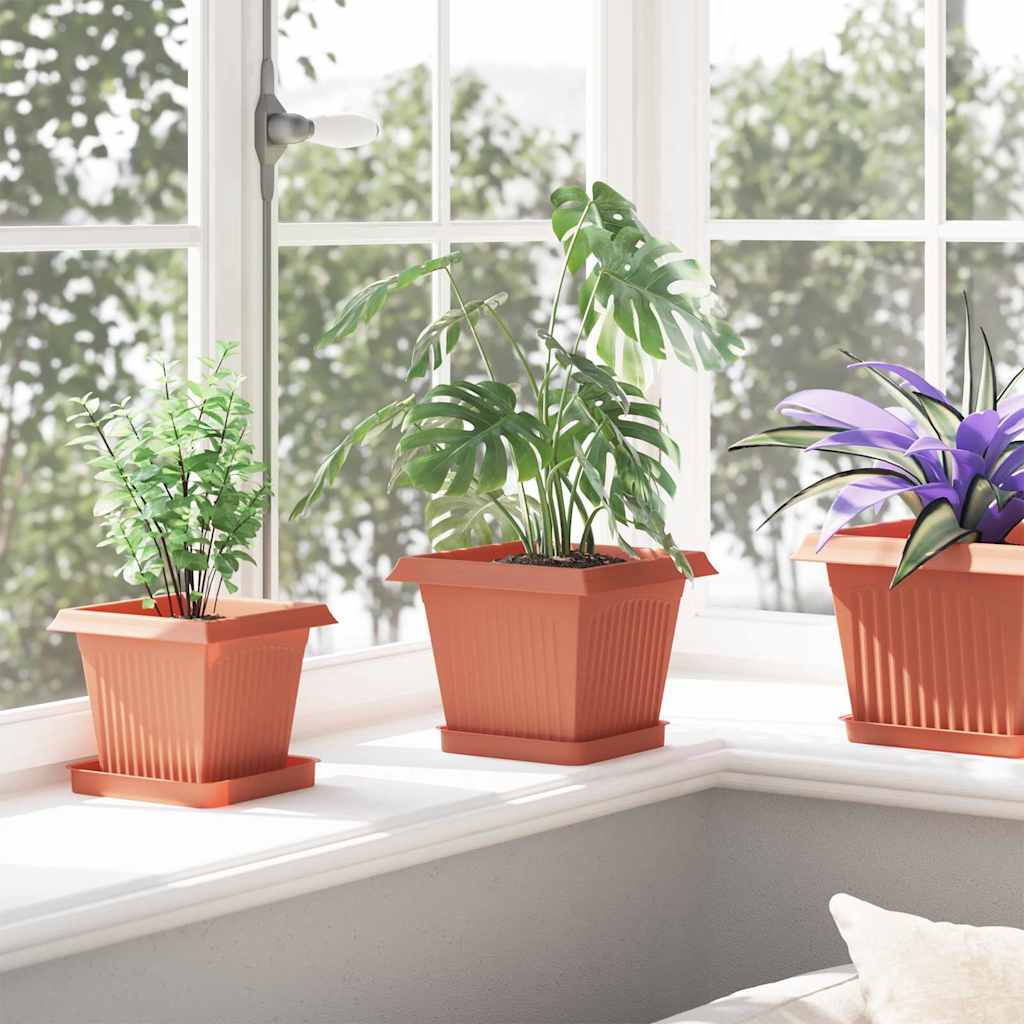 Vaso quadrato per fiori 24 pcs Rosso Mattone 20 x 20 x 16 cm | homemem39