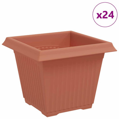 Vaso quadrato per fiori 24 pcs Rosso Mattone 20 x 20 x 16 cm | homemem39