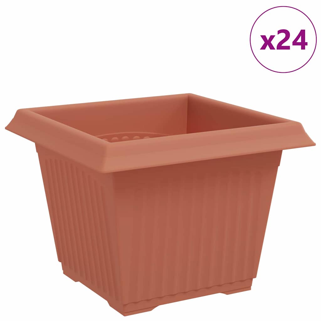 Vaso quadrato per fiori 24 pcs Rosso Mattone 23 x 23 x 17,5 cm | homemem39
