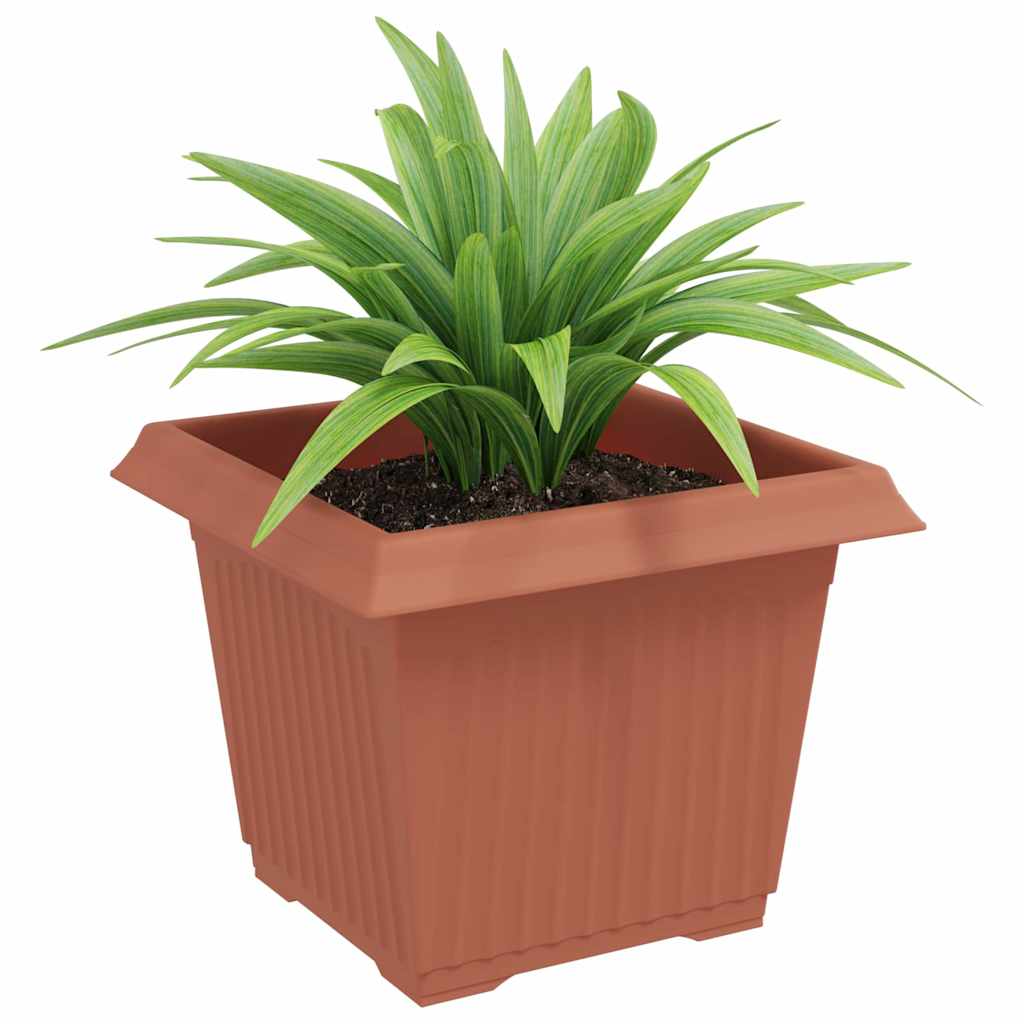 Vaso quadrato per fiori 24 pcs Rosso Mattone 23 x 23 x 17,5 cm | homemem39