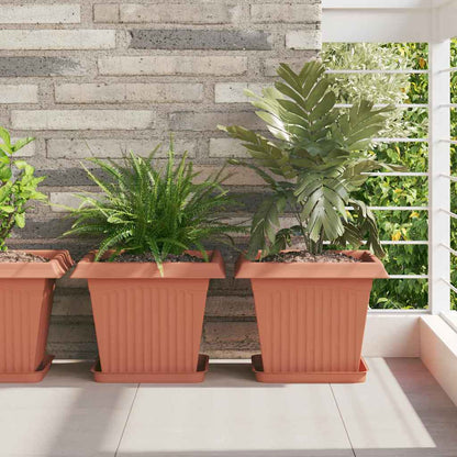 Vaso quadrato per fiori 24 pcs Rosso Mattone 43 x 43 x 33.5 cm