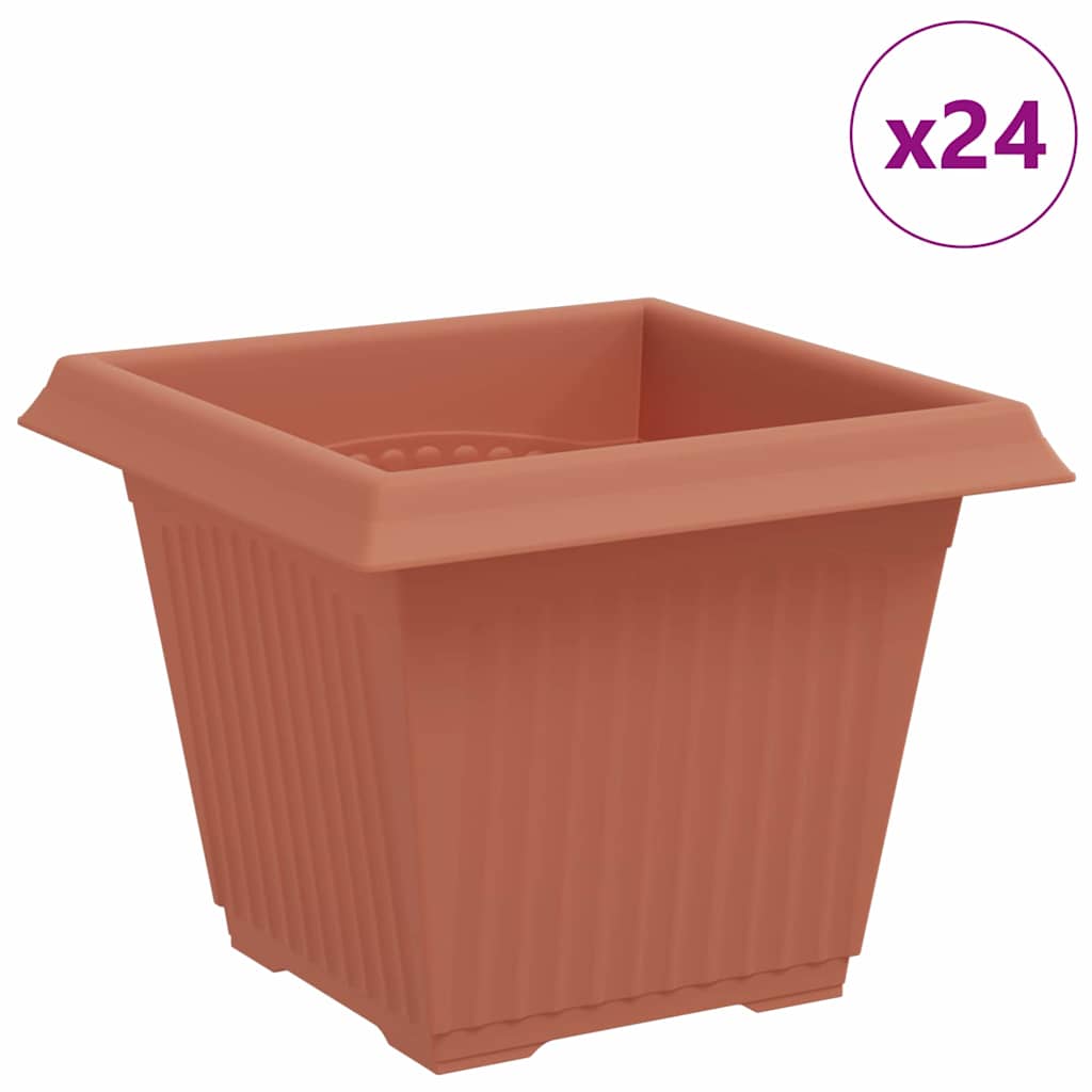 Vaso quadrato per fiori 24 pcs Rosso Mattone 43 x 43 x 33.5 cm