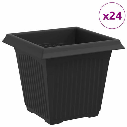 Vaso quadrato per fiori 24 pcs Nero 16 x 16 x 14 cm Plastica | homemem39
