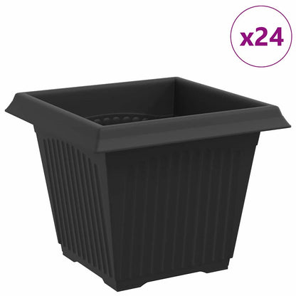 Vaso quadrato per fiori 24 pcs Nero 20 x 20 x 16 cm Plastica | homemem39