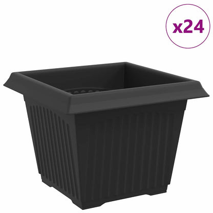 Vaso quadrato per fiori 24 pcs Nero 23 x 23 x 17,5 cm Plastica | homemem39