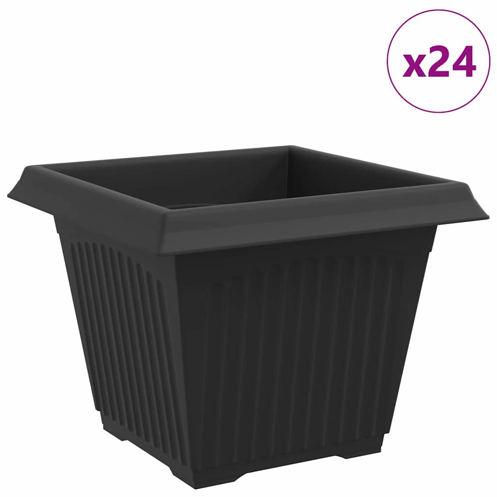 Vaso quadrato per fiori 24 pcs Nero 28,5 x 28,5 x 22 cm | homemem39