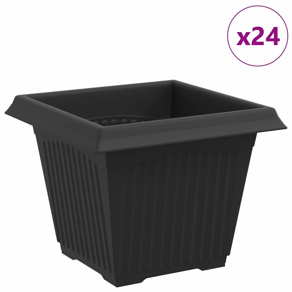 Vaso quadrato per fiori 24 pcs Nero 43 x 43 x 33.5 cm Plastica