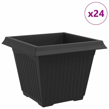 Vaso quadrato per fiori 24 pcs Nero 43 x 43 x 33.5 cm Plastica