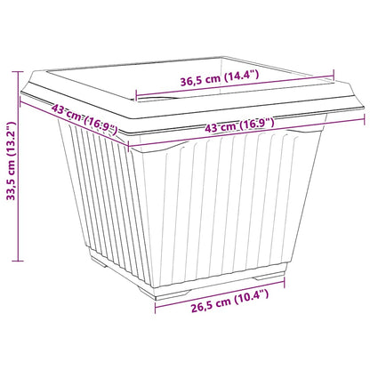 Vaso quadrato per fiori 24 pcs Nero 43 x 43 x 33.5 cm Plastica