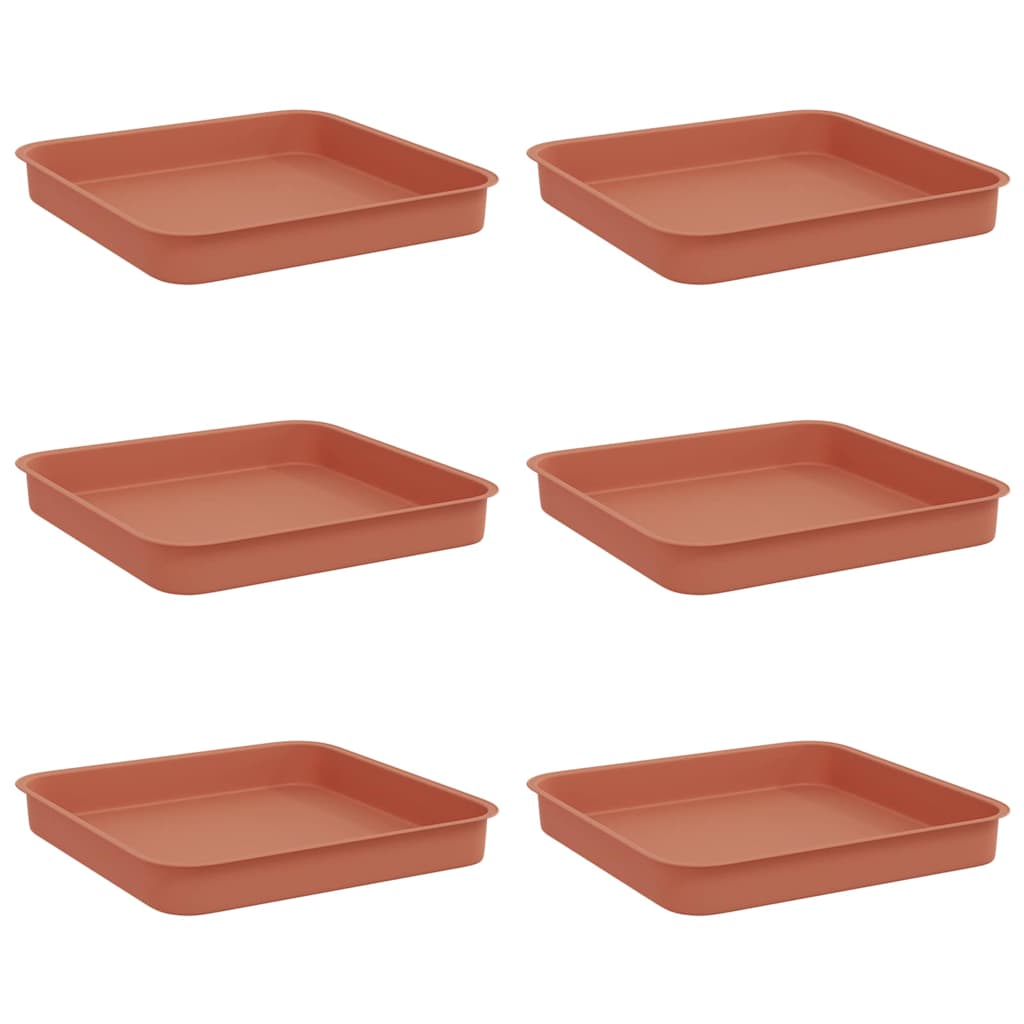 Vassoio Quadrato per Fiori 6 pcs Rosso Mattone 15 x 15 x 2 cm | homemem39