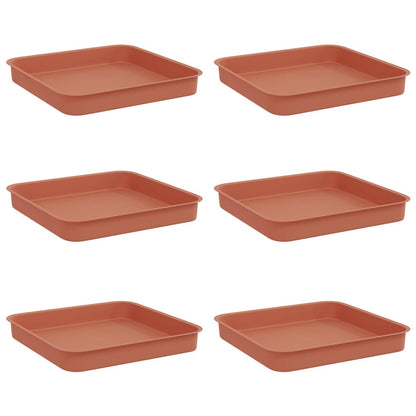Vassoio Quadrato per Fiori 6 pcs Rosso Mattone 15 x 15 x 2 cm | homemem39