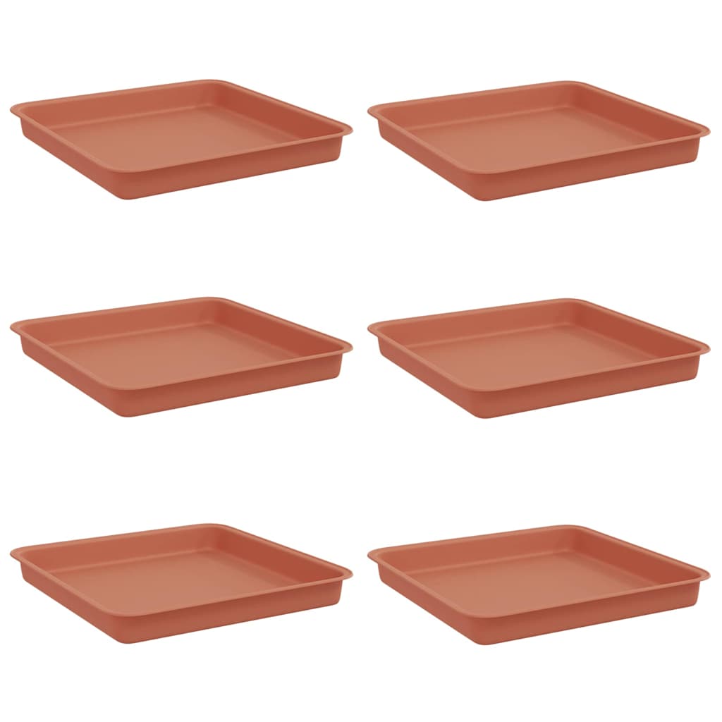 Vassoio Quadrato per Fiori 6 pcs Rosso Mattone 18 x 18 x 2 cm | homemem39