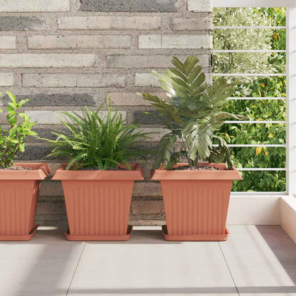 Vassoio Quadrato per Fiori 6 pcs Rosso Mattone 21 x 21 x 2 cm