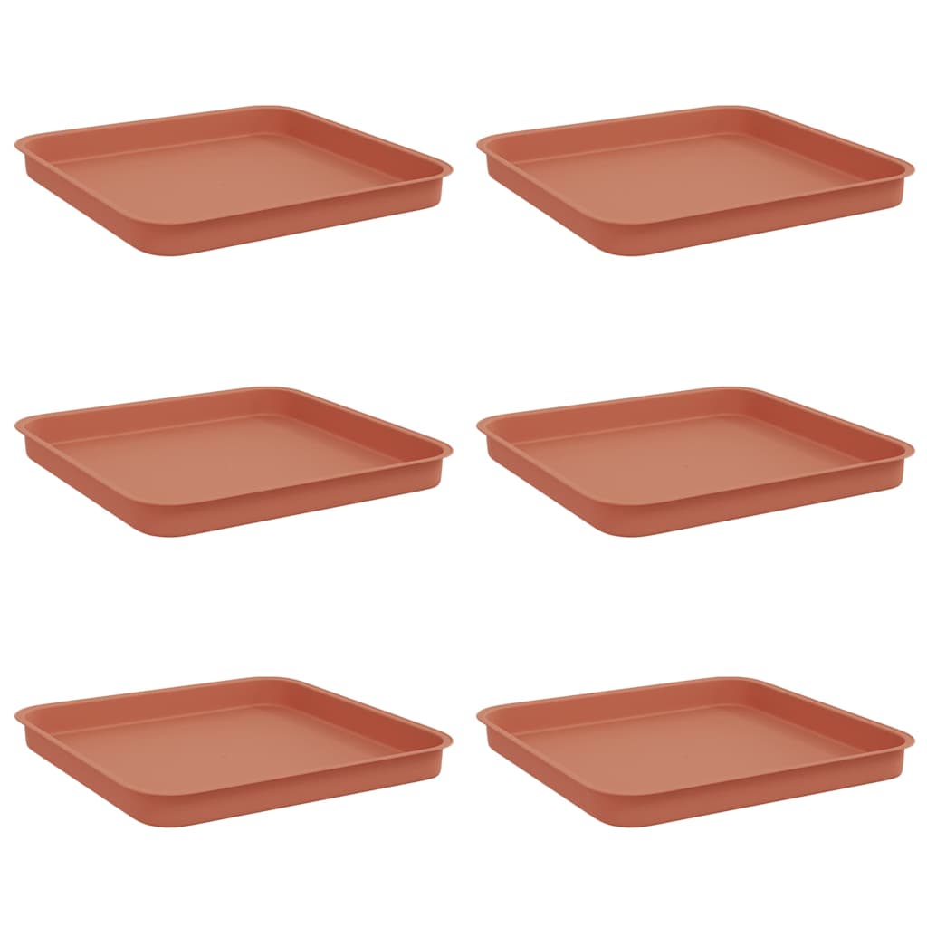 Vassoio Quadrato per Fiori 6 pcs Rosso Mattone 21 x 21 x 2 cm