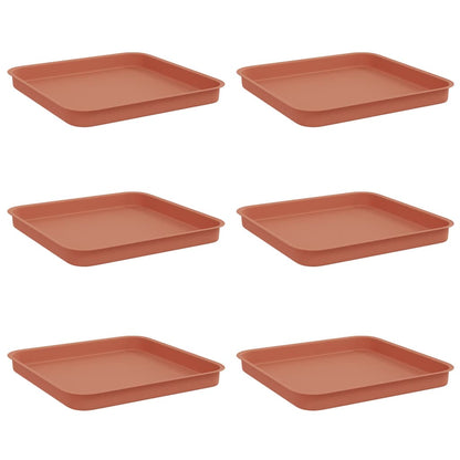 Vassoio Quadrato per Fiori 6 pcs Rosso Mattone 21 x 21 x 2 cm