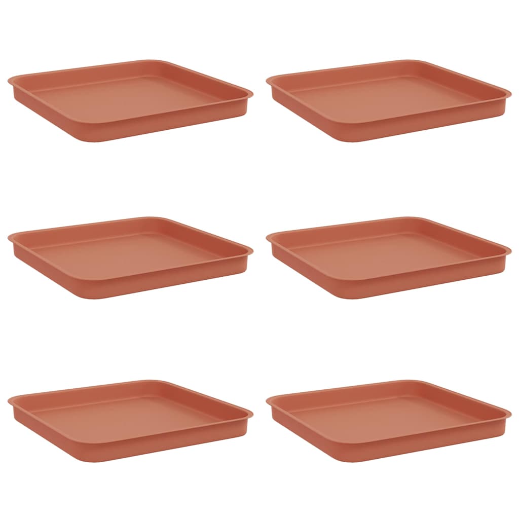 Vassoio Quadrato per Fiori 6 pcs Rosso Mattone Plastica