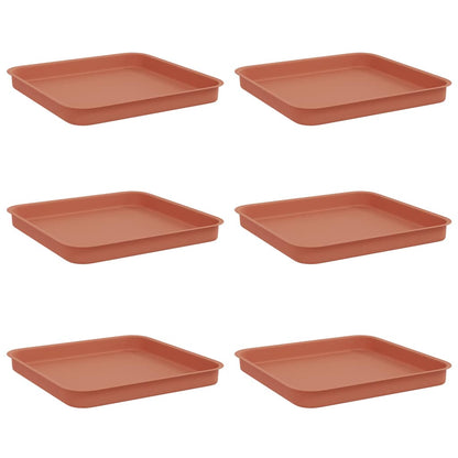 Vassoio Quadrato per Fiori 6 pcs Rosso Mattone Plastica