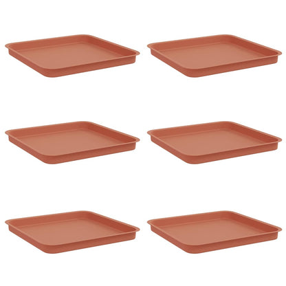 Vassoio Quadrato per Fiori 6 pcs Rosso Mattone 36 x 36 x 2.5 cm | homemem39