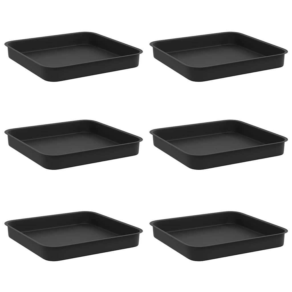 Vassoio Quadrato per Fiori 6 pcs Nero 15 x 15 x 2 cm Plastica | homemem39