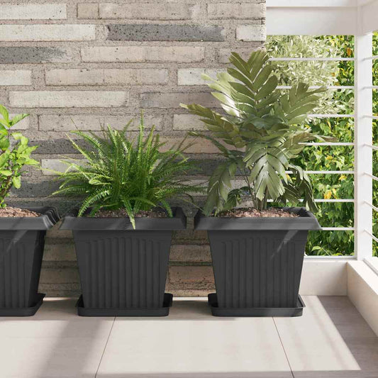 Vassoio Quadrato per Fiori 6 pcs Nero 25,5 x 25,5 x 2,5 cm