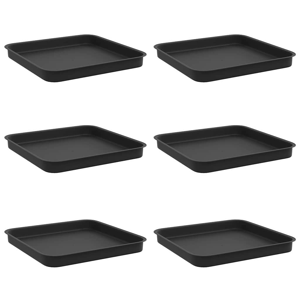 Vassoio Quadrato per Fiori 6 pcs Nero 25,5 x 25,5 x 2,5 cm | homemem39